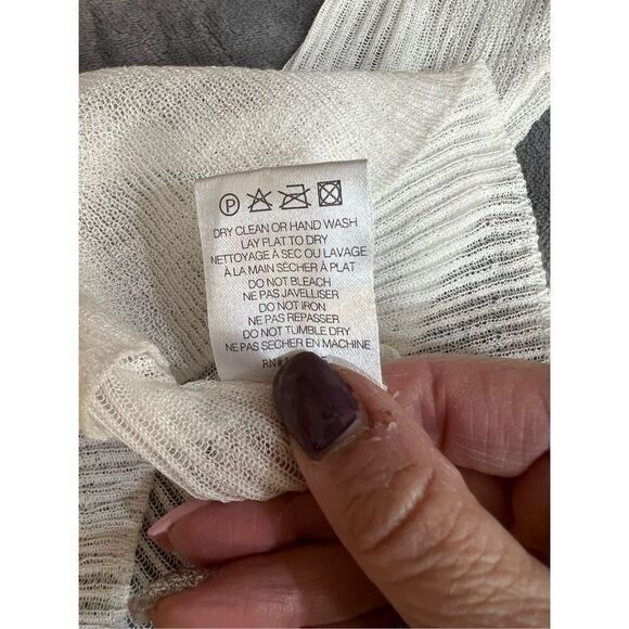 Revolve SER.O.YA Sweater Womens Sz S White Piper Turtleneck Ribbed Sheer Linen - Picture 13 of 14